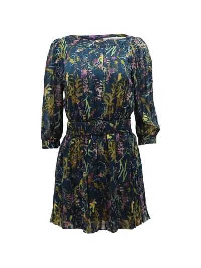 Pre-owned Diane Von Furstenberg Vintage Square-neck Mini Dress In Blue