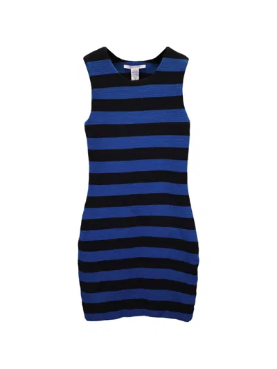 Pre-owned Diane Von Furstenberg Vintage Striped Mini Dress In Blue