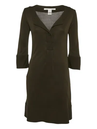 Pre-owned Diane Von Furstenberg Vintage V-neck Dress In Brown