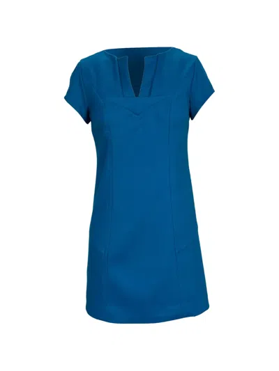 Pre-owned Diane Von Furstenberg Vintage Valda Fitted Waist Dress In Blue