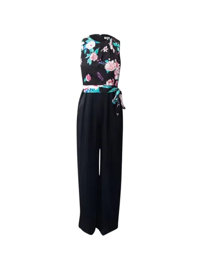 Pre-owned Diane Von Furstenberg Vintage Vivian Floral-print Jumpsuit In Black