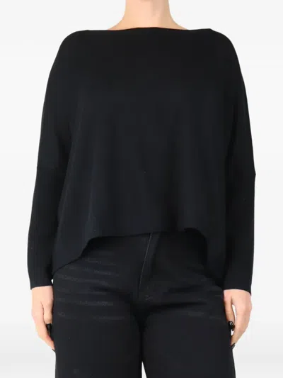 Pre-owned Diane Von Furstenberg Vintage Wide-neck Sweater In Black