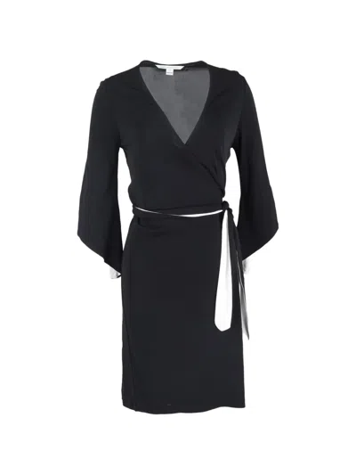 Pre-owned Diane Von Furstenberg Vintage Wrap Dress In Black
