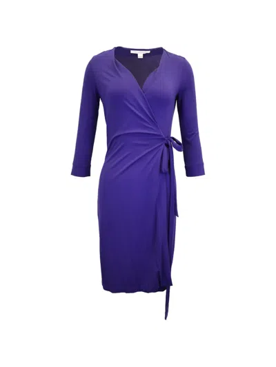 Pre-owned Diane Von Furstenberg Vintage Wrap Midi Dress In Blue