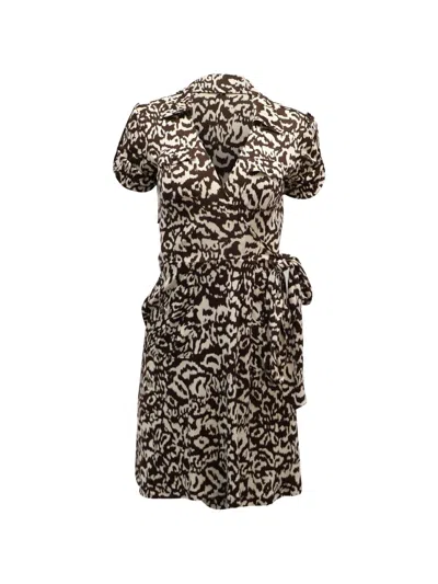 Pre-owned Diane Von Furstenberg Vintage Wrap Printed Mini Dress In Neutral