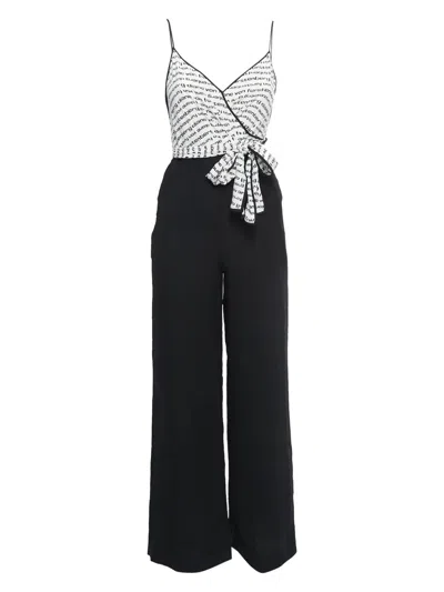 Pre-owned Diane Von Furstenberg Vintage Wrap-top Jumpsuit In Black