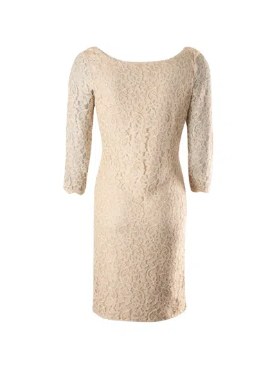 Pre-owned Diane Von Furstenberg Vintage Zarita Long-sleeve Lace Mini Dress In Neutral