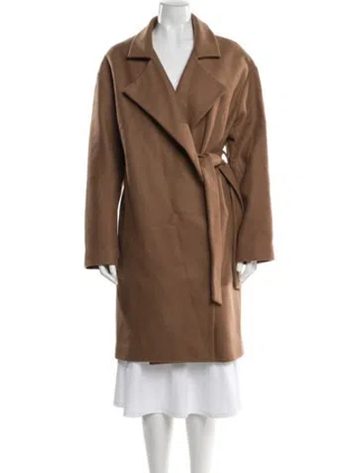 Pre-owned Diane Von Furstenberg Virgin Wool Faux Fur Coat In Brown