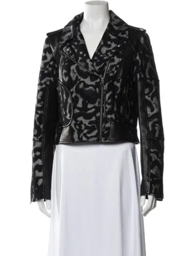 Pre-owned Diane Von Furstenberg Virgin Wool Printed Jacket In Blue