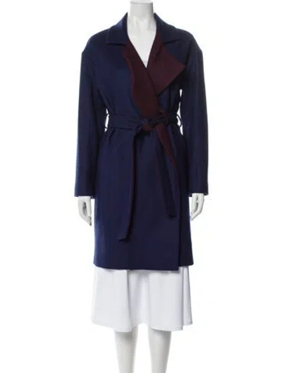 Pre-owned Diane Von Furstenberg Virgin Wool Trench Coat In Blue