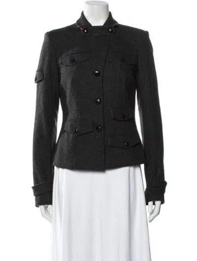 Pre-owned Diane Von Furstenberg Virgin Wool Utility Jacket In Grey