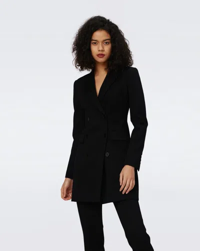 Diane Von Furstenberg Virginia Double-breasted Crepe Blazer In Black