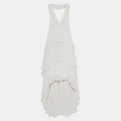 Pre-owned Diane Von Furstenberg Viscose Maxi Dress 10 In White