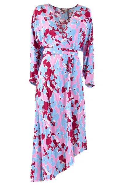 DIANE VON FURSTENBERG DIANE VON FURSTENBERG VISCOSE WRAP DRESS WITH ASYMMETRICAL HEM AND BELTED WAIST