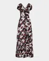 Diane Von Furstenberg Vivianna Geometric-print Maxi Wrap Dress In Cane Link Large Brown