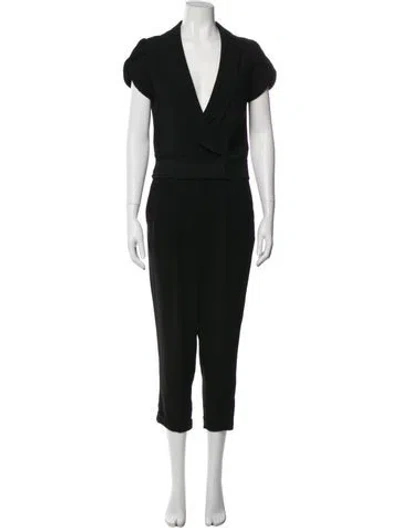 Pre-owned Diane Von Furstenberg V-neck Jumpsuit In Black