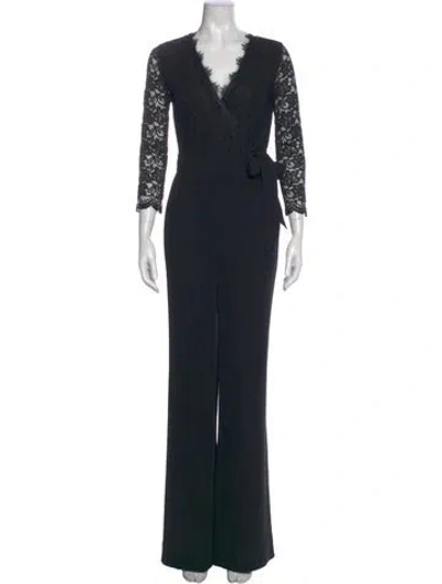 Pre-owned Diane Von Furstenberg V-neck Jumpsuit In Black