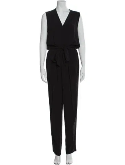 Pre-owned Diane Von Furstenberg V-neck Jumpsuit In Black