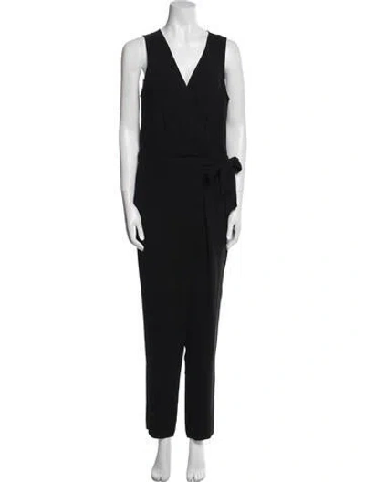 Pre-owned Diane Von Furstenberg V-neck Jumpsuit In Black