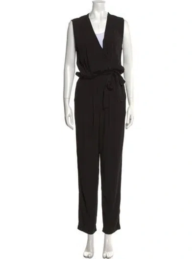 Pre-owned Diane Von Furstenberg V-neck Jumpsuit In Black