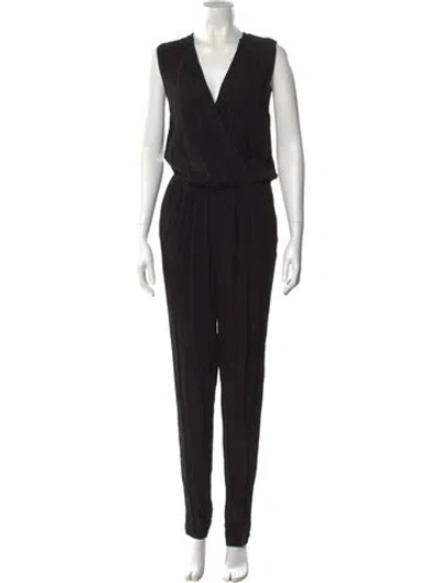 Pre-owned Diane Von Furstenberg V-neck Jumpsuit In Black