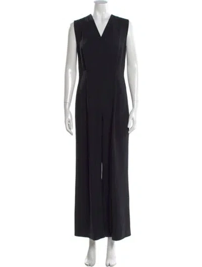 Pre-owned Diane Von Furstenberg V-neck Jumpsuit In Black