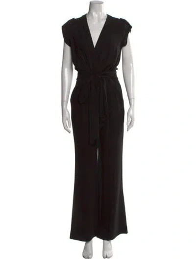 Pre-owned Diane Von Furstenberg V-neck Jumpsuit In Black