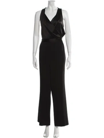 Pre-owned Diane Von Furstenberg V-neck Jumpsuit In Black