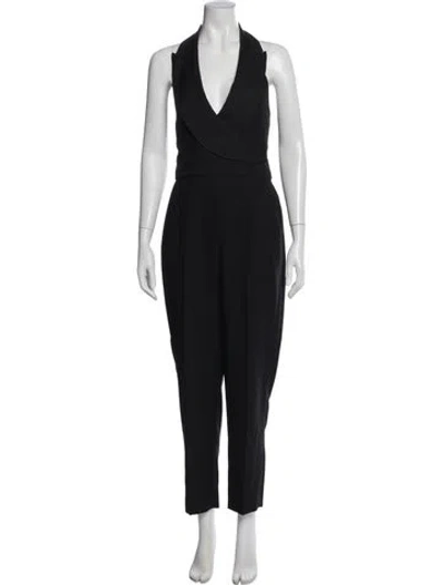 Pre-owned Diane Von Furstenberg V-neck Jumpsuit In Black