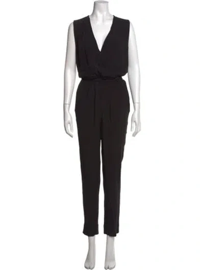 Pre-owned Diane Von Furstenberg V-neck Jumpsuit In Black