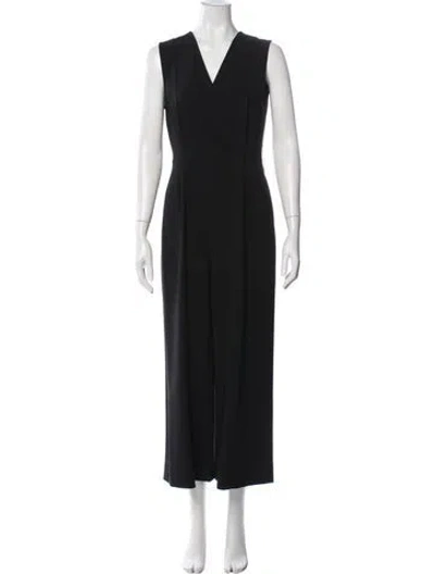 Pre-owned Diane Von Furstenberg V-neck Jumpsuit In Black