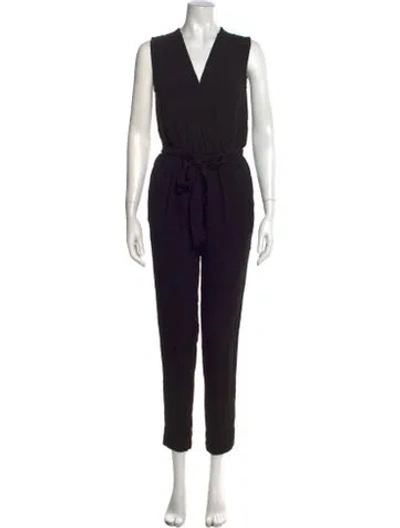 Pre-owned Diane Von Furstenberg V-neck Jumpsuit In Black