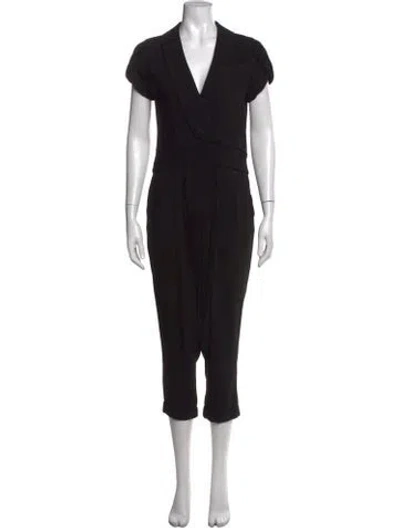 Pre-owned Diane Von Furstenberg V-neck Jumpsuit In Black