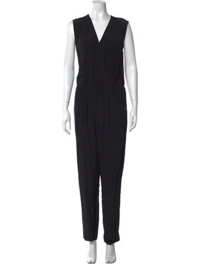 Pre-owned Diane Von Furstenberg V-neck Jumpsuit In Black