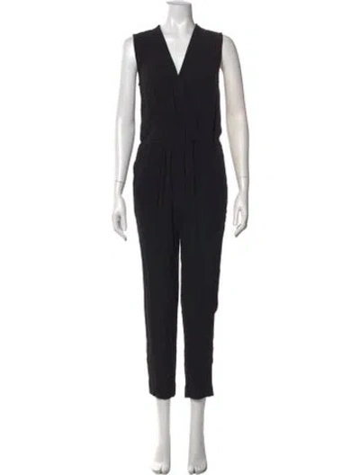 Pre-owned Diane Von Furstenberg V-neck Jumpsuit In Black