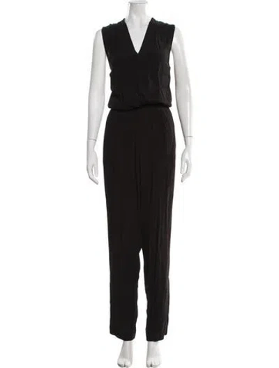 Pre-owned Diane Von Furstenberg V-neck Jumpsuit In Black