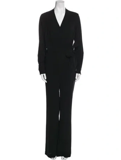 Pre-owned Diane Von Furstenberg V-neck Jumpsuit In Blue