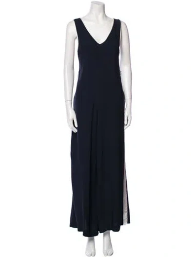Pre-owned Diane Von Furstenberg V-neck Jumpsuit In Blue