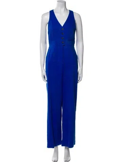 Pre-owned Diane Von Furstenberg V-neck Jumpsuit In Blue