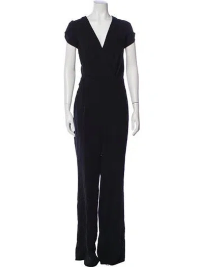 Pre-owned Diane Von Furstenberg V-neck Jumpsuit In Blue