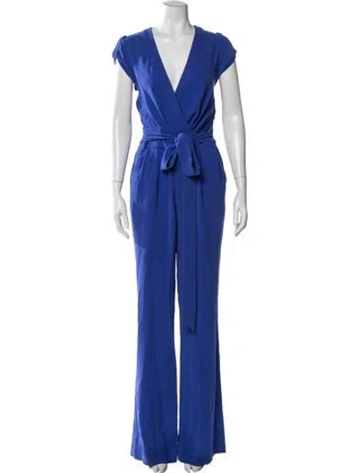 Pre-owned Diane Von Furstenberg V-neck Jumpsuit In Blue