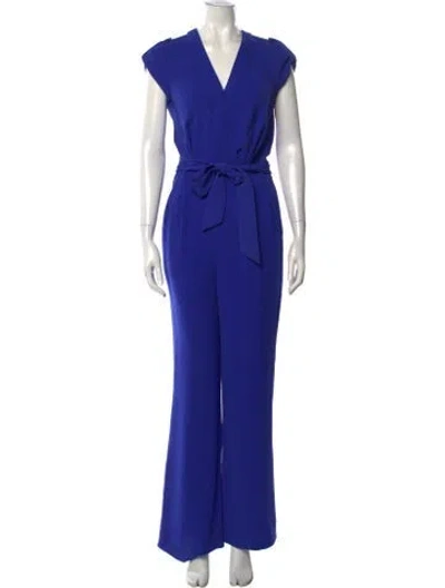 Pre-owned Diane Von Furstenberg V-neck Jumpsuit In Blue