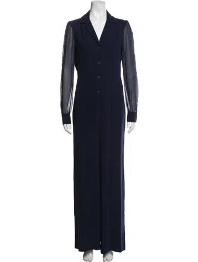 Pre-owned Diane Von Furstenberg V-neck Jumpsuit In Blue