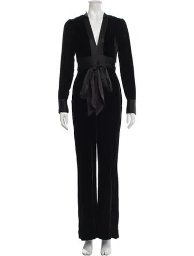 Pre-owned Diane Von Furstenberg V-neck Jumpsuit In Blue