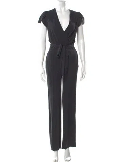 Pre-owned Diane Von Furstenberg V-neck Jumpsuit In Gray
