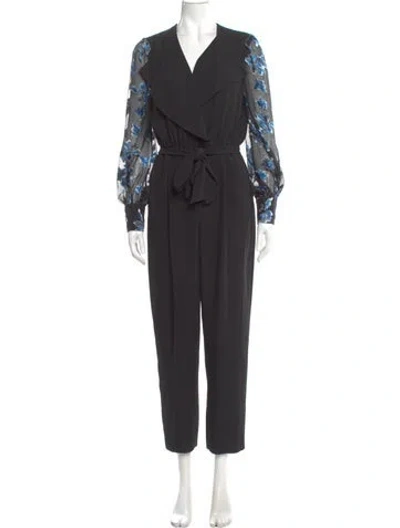 Pre-owned Diane Von Furstenberg V-neck Jumpsuit In Gray