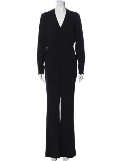 Pre-owned Diane Von Furstenberg V-neck Jumpsuit In Gray