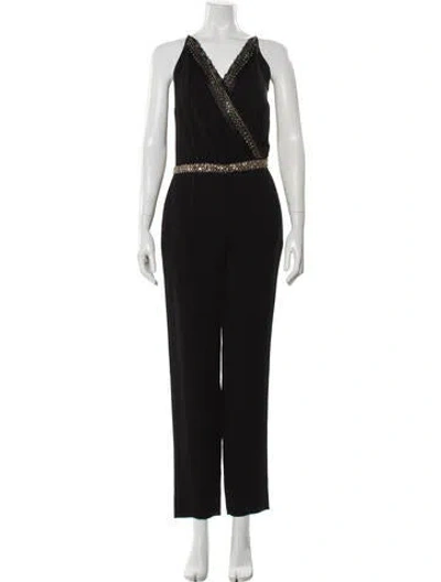 Pre-owned Diane Von Furstenberg V-neck Jumpsuit In Multi