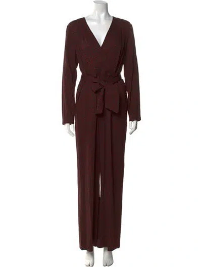 Pre-owned Diane Von Furstenberg V-neck Jumpsuit In Multi