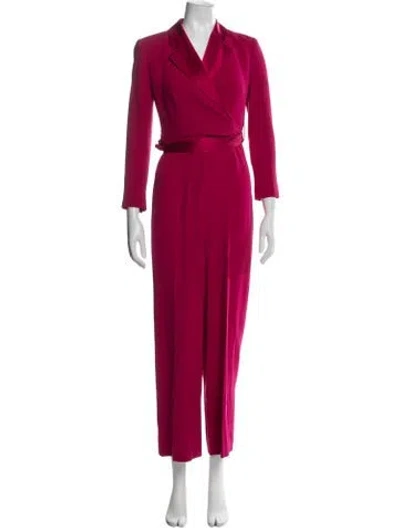 Pre-owned Diane Von Furstenberg V-neck Jumpsuit In Pink